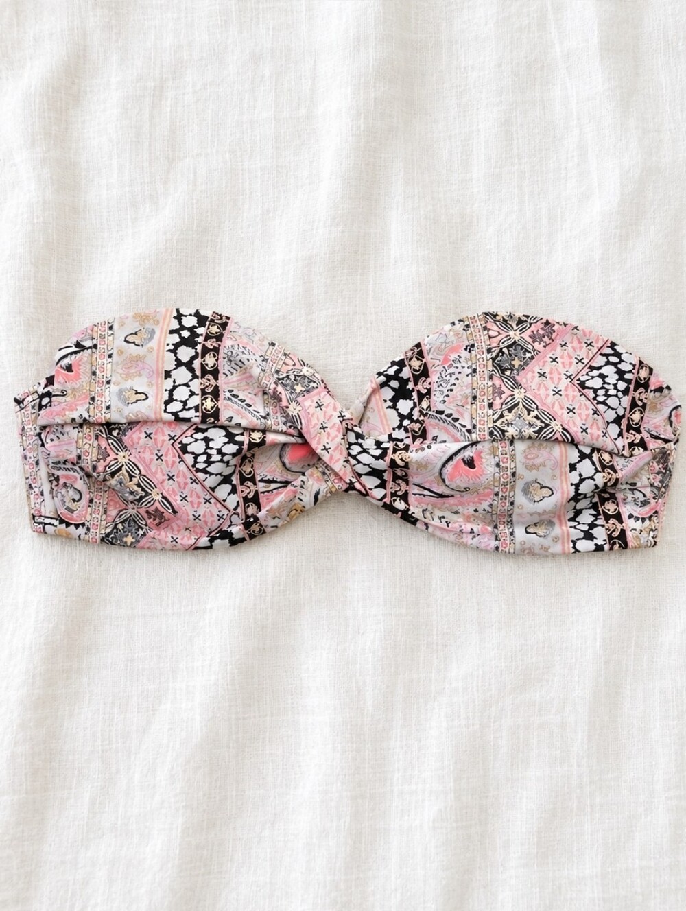 Victoria's Secret Pink and Black Paisley Bandeau Bikini Top ONLY Size 34C - Picture 1 of 5